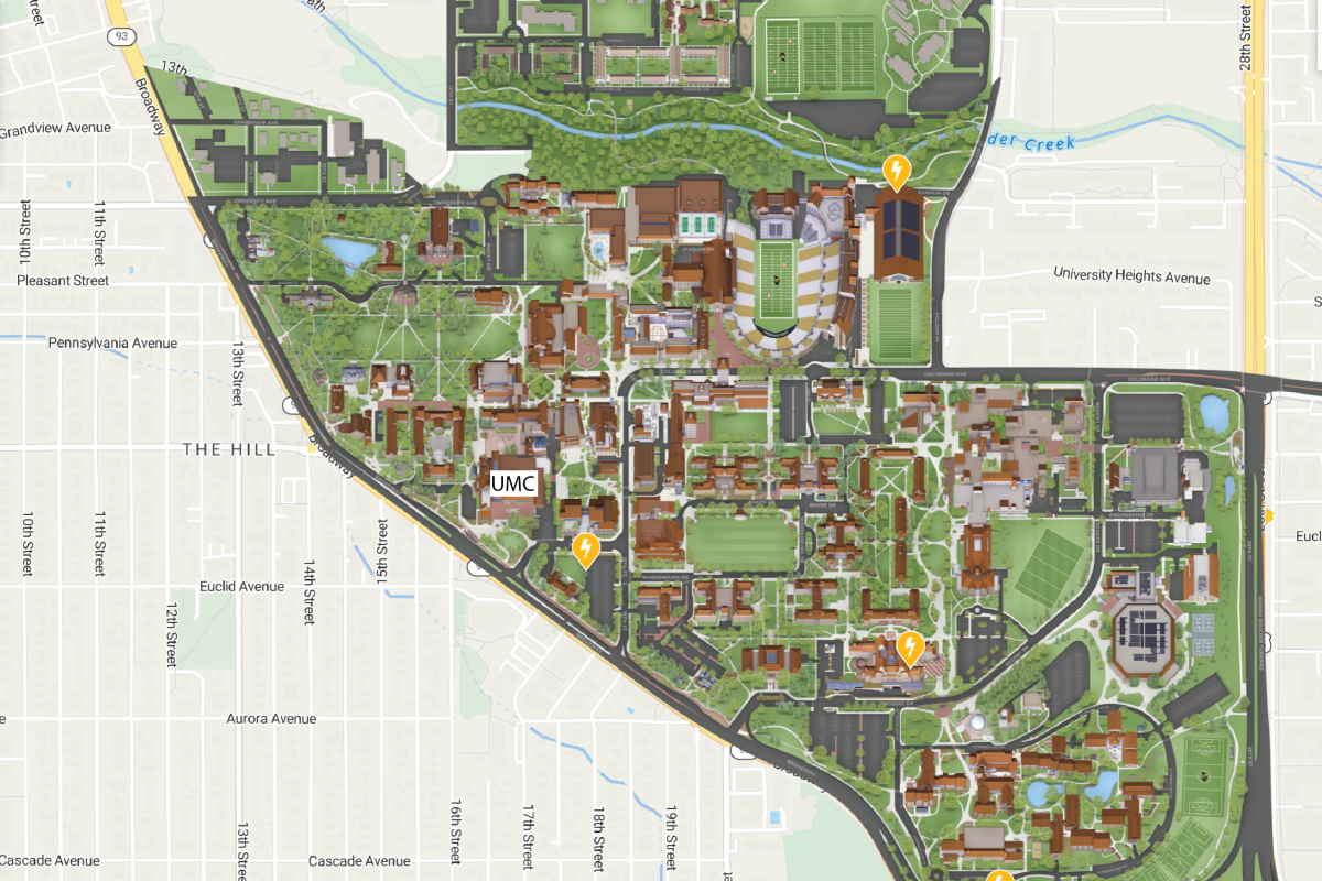 Aerial map of campus for parking purposes
