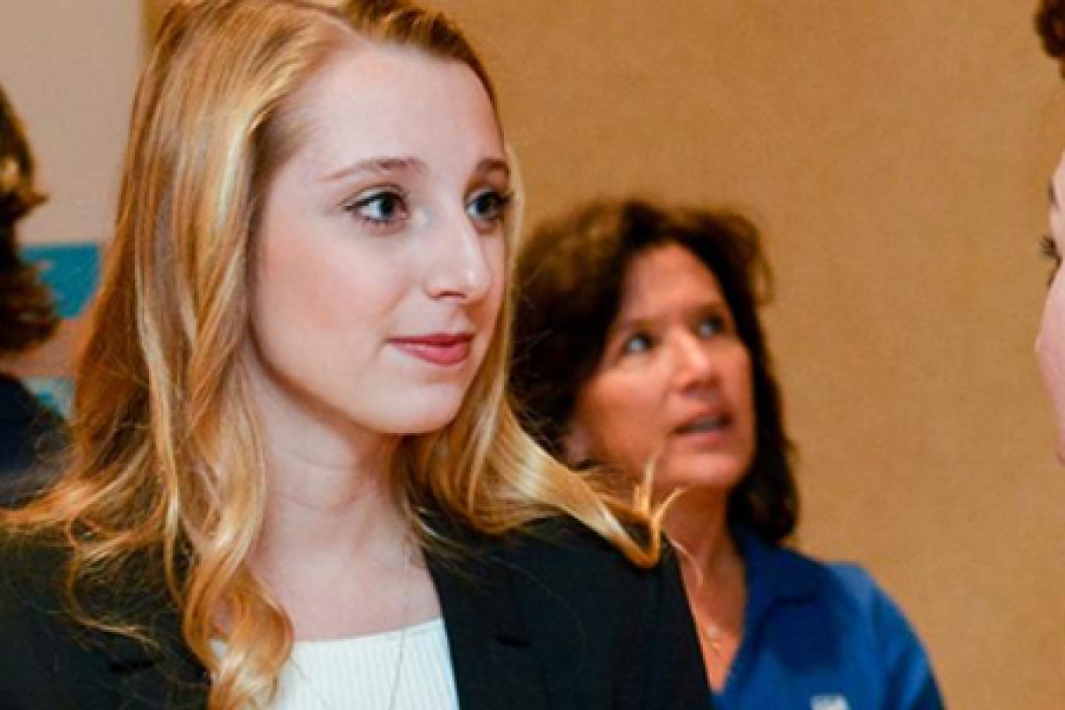 Business student at a career development event