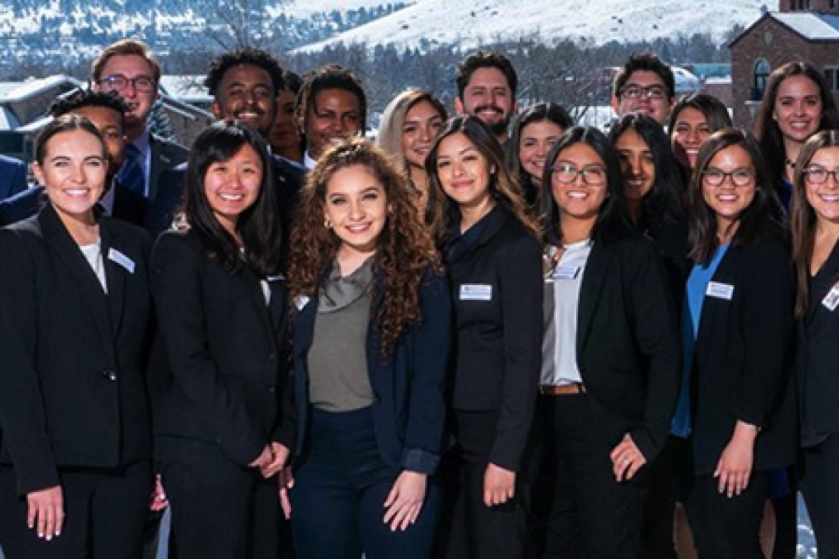 Diverse scholars students at the Leeds School of Business