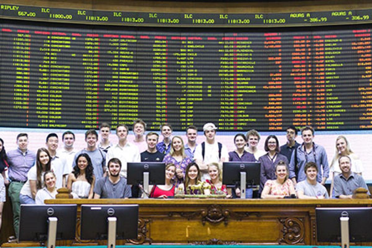 Global Business students visiting a south american stock exchange