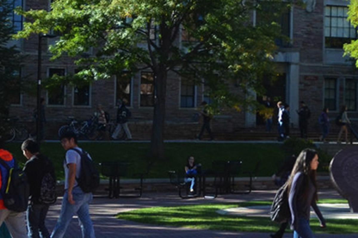 students on the CU Boulder campus