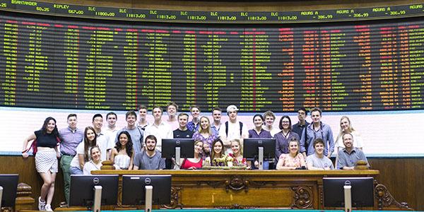 Global Business students visiting a south american stock exchange