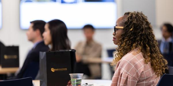 Student listening to presentation