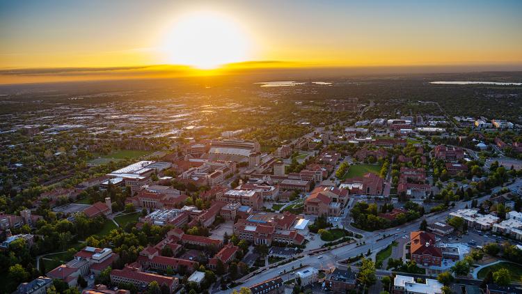 Aerial view of Boulder and CU campus