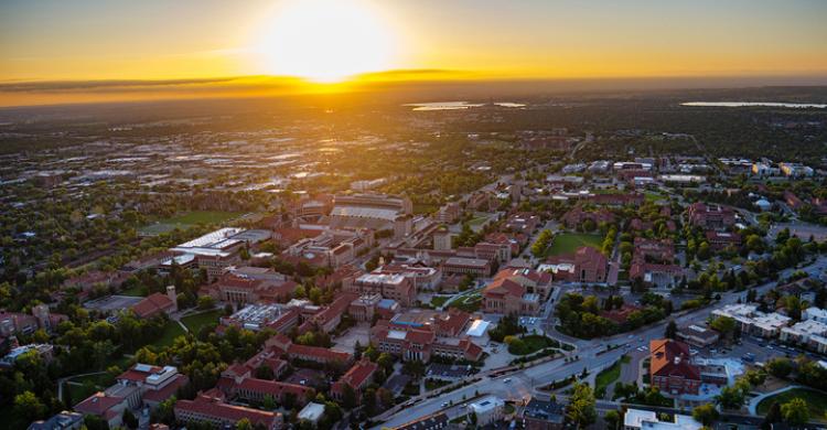 Aerial view of Boulder and CU
