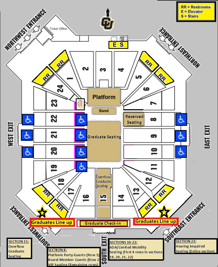 Graduation Commencement Parking Map and Coors Event Center Map Leeds