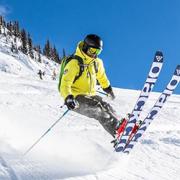 Lane Levine skiing downhill.