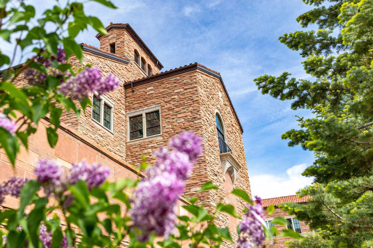 center for community with flowers in spring