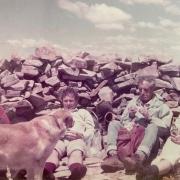 Kaspar Willam, Kurt Gerstle, Stein Sture and JoAnn Silverstein rest on top of Mount Audubon, in Colorado in Sept., 1984.