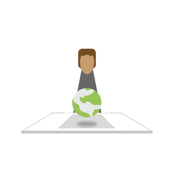 Avatar looking at VR world