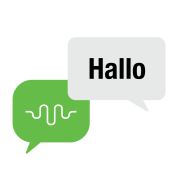 Speech bubbles with "Hello" in German