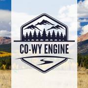 Colorado-Wyoming Engine logo in front of mountains