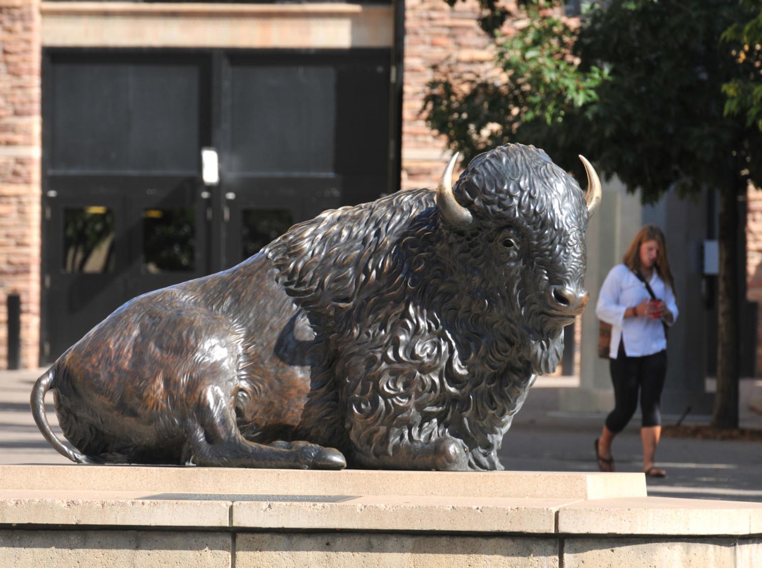 buffalo statue in the summer sun