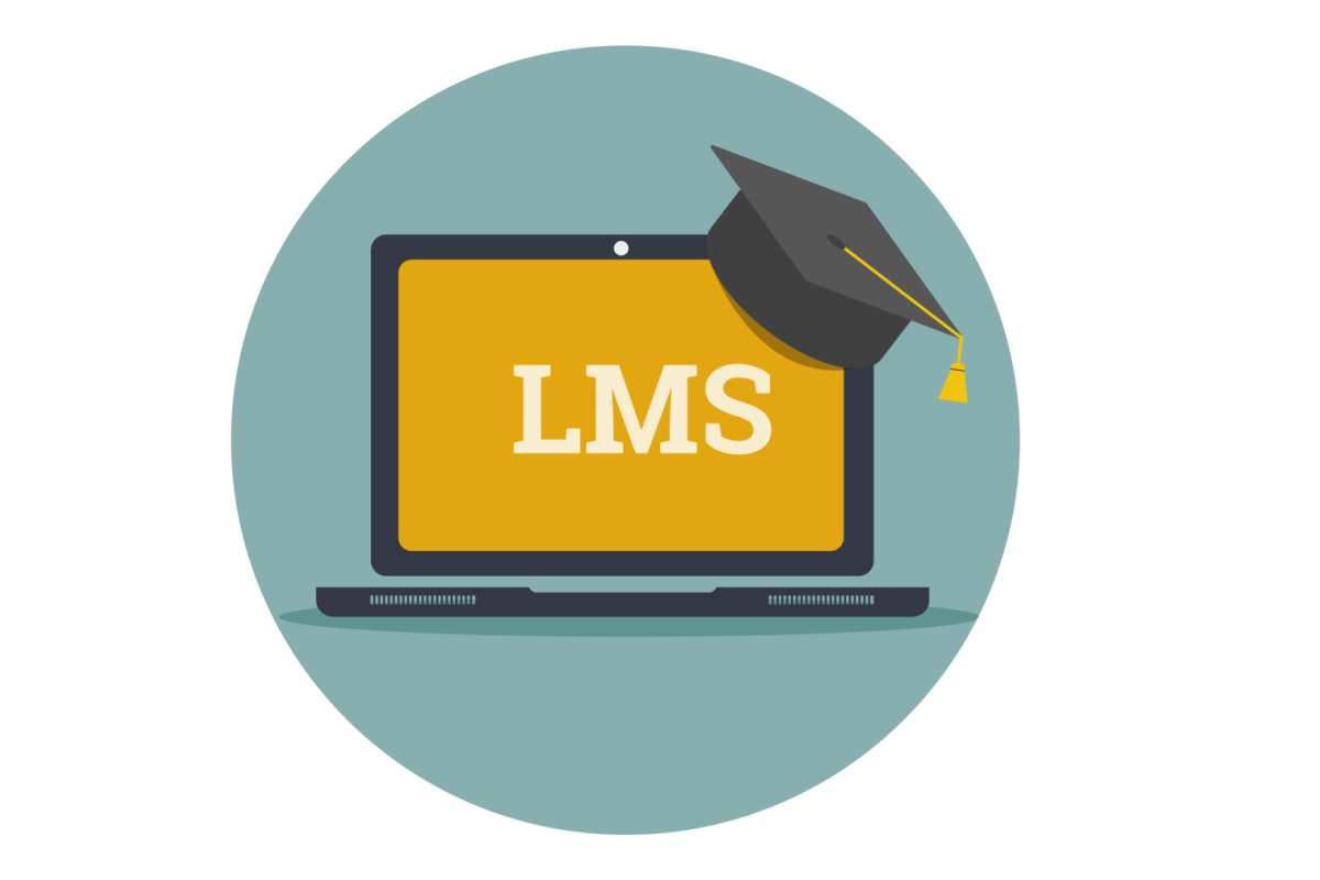 Image of a computer with a learning management system on it