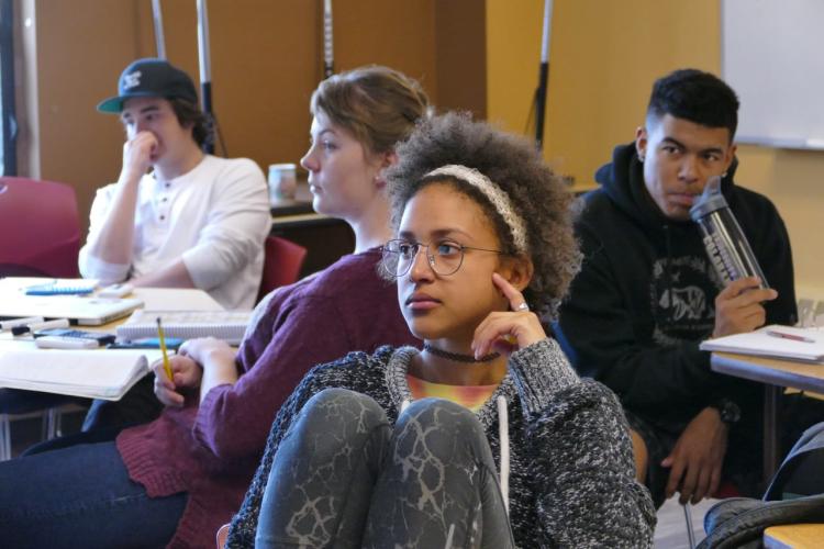 Students studying chemistry in the Student Academic Success Center, an inclusive learning community that serves first-generation, under-resourced, and other underrepresented or non-traditional learners at CU Boulder.