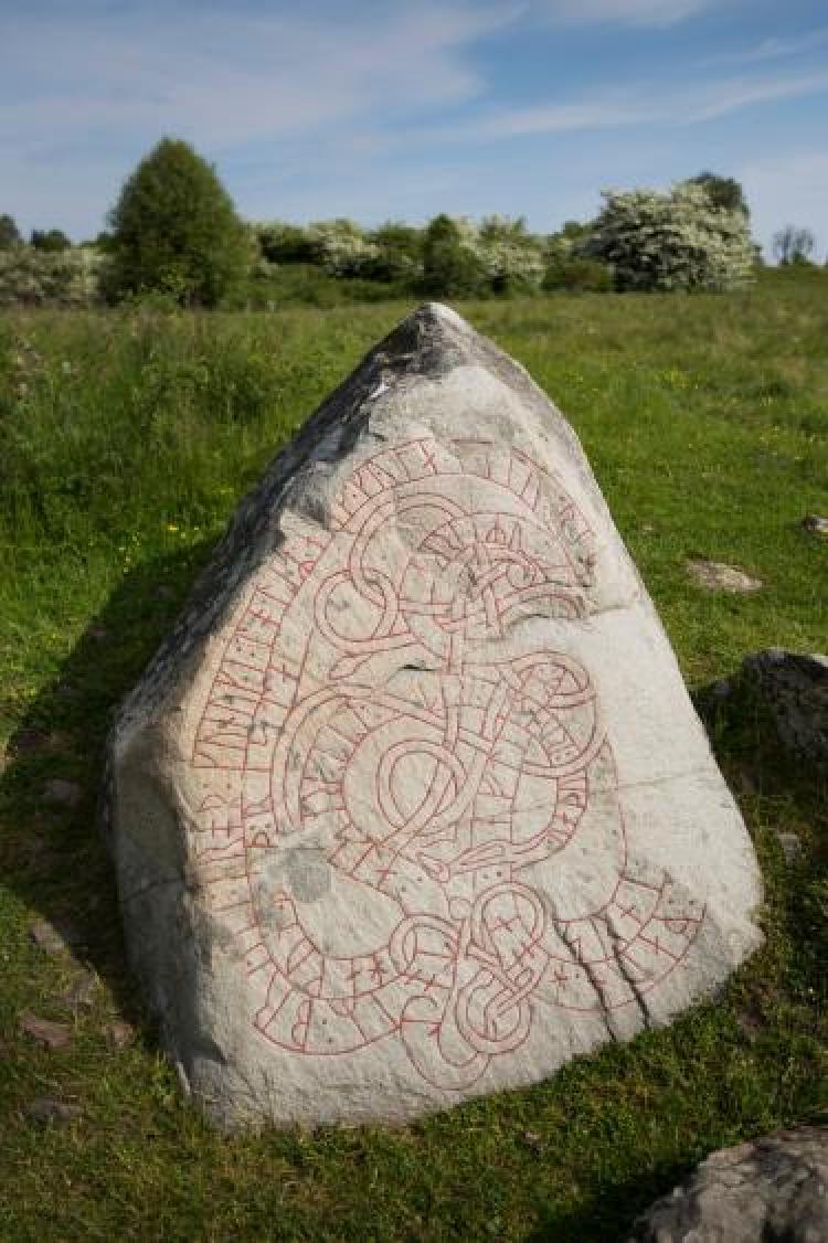 Stone with Swedish runes carvings