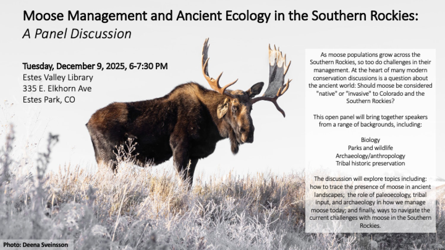 Flier for Moose Managagement and Ancient Ecology in the Southern Rockies