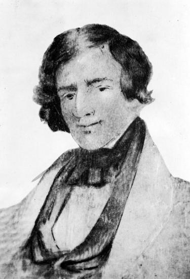 Jedediah Smith, life portrait, said to have been drawn by a friend, from memory, after the 1831 death of Smith.