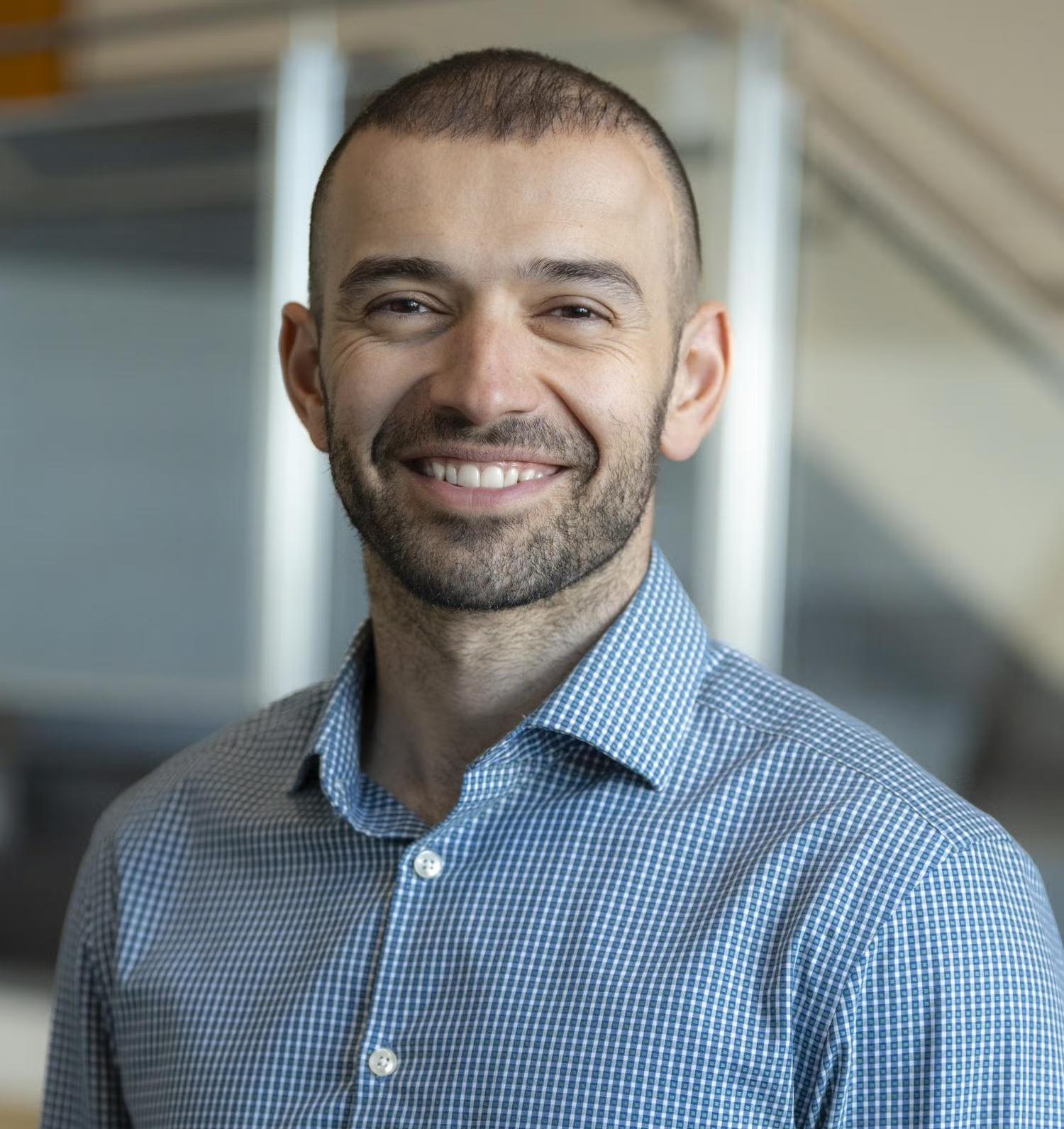 Ehsan Keyvani in a button-down shirt