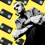 Scorsese in front of VHS tapes