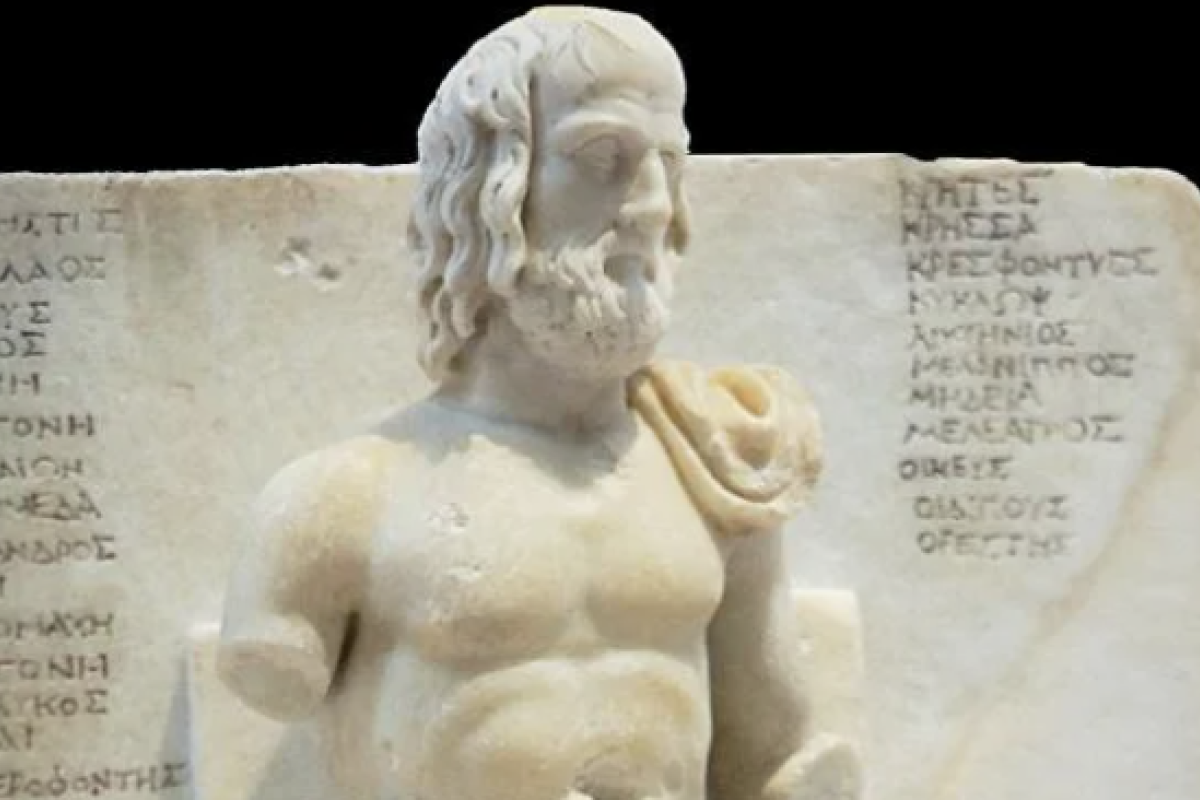 A marble statuette of Euripides