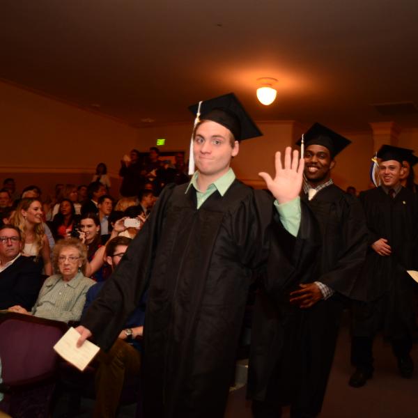 Student celebrates at commencement