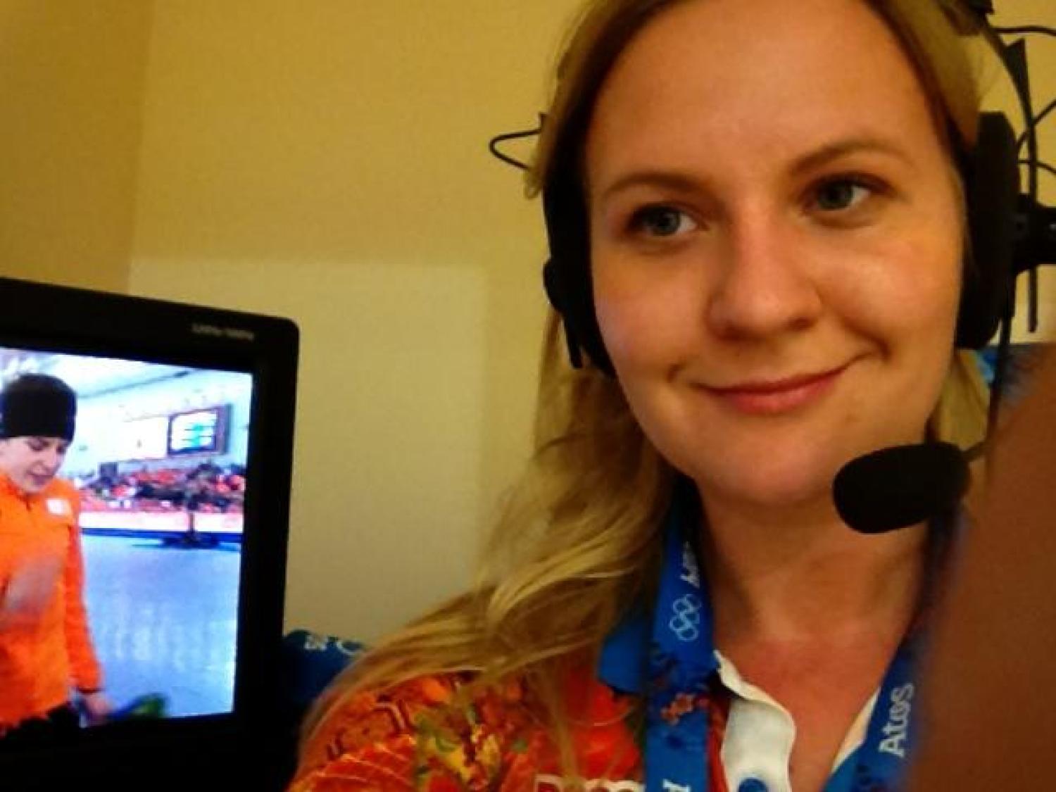 Reporting virtually from Berlin, Germany, Journalism Instructor Marina Dmukhovskaya is covering stories of athletes for the Olympic Channel, where she's a digital freelance writer. 