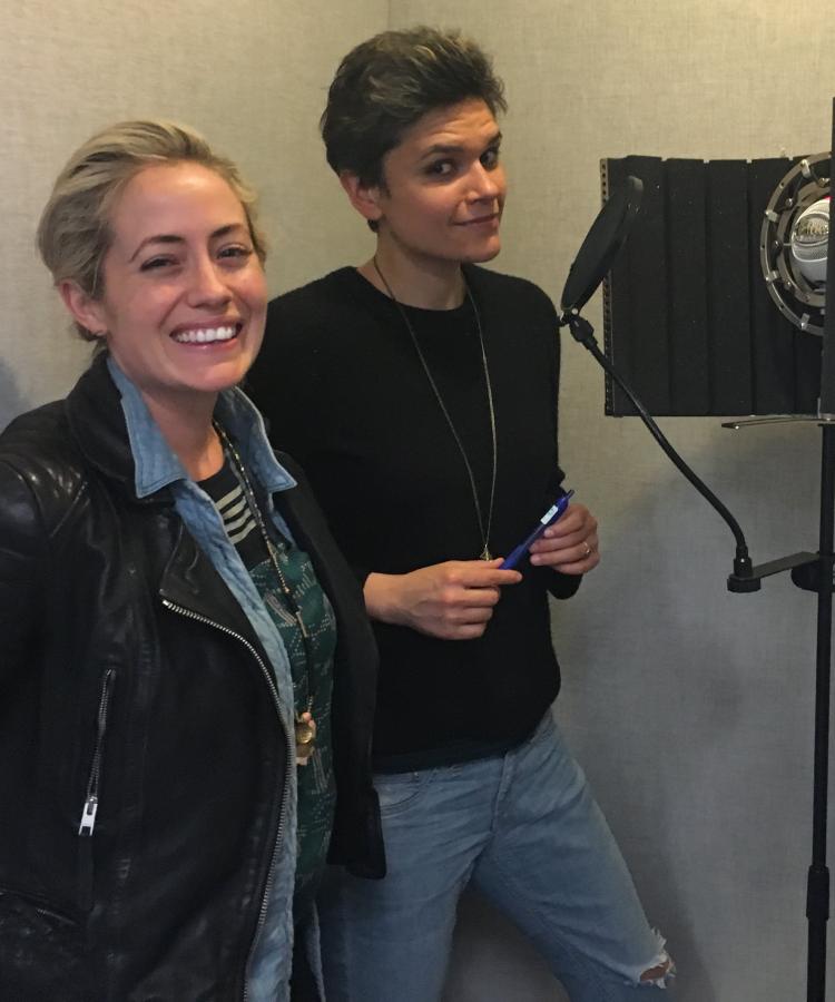 Kate and Kathryn in the booth.