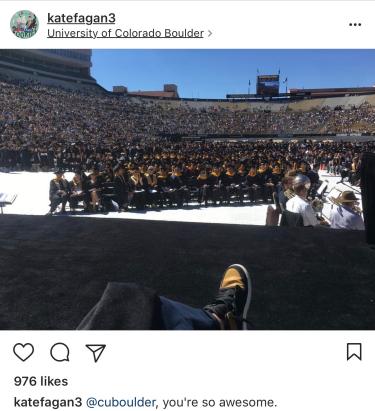 Kate Fagan's Commencement photo from her Instagram account, showing her sitting in front of the crowd.
