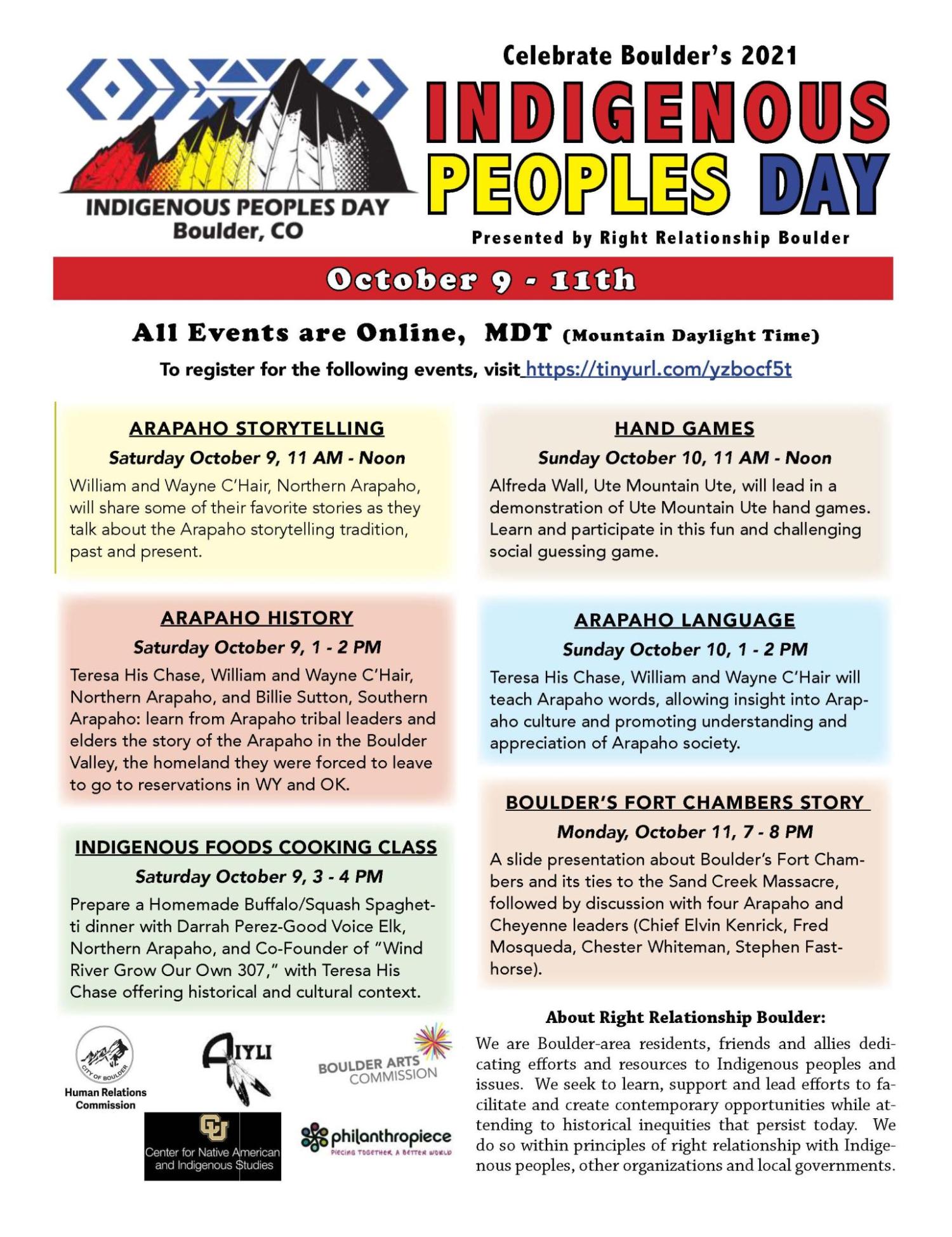 Indigenous Peoples Day Events Center for Native American and