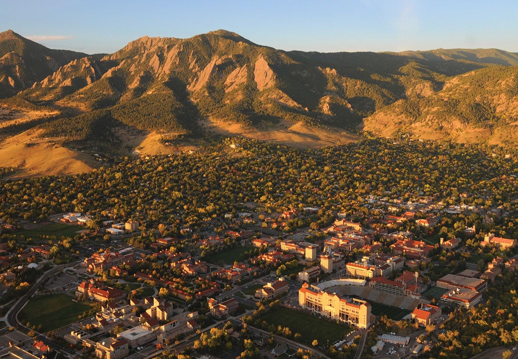 aerial of campus in fall