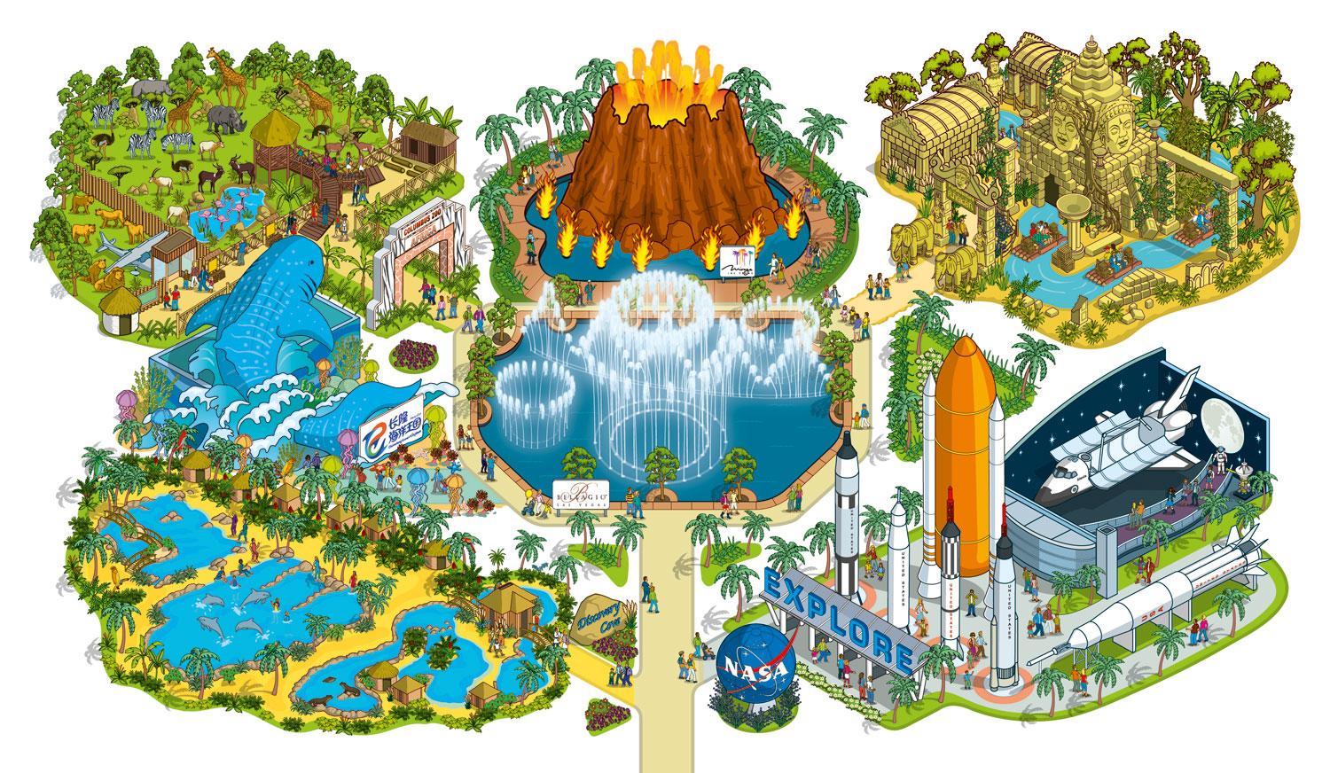 illustration of theme parks 