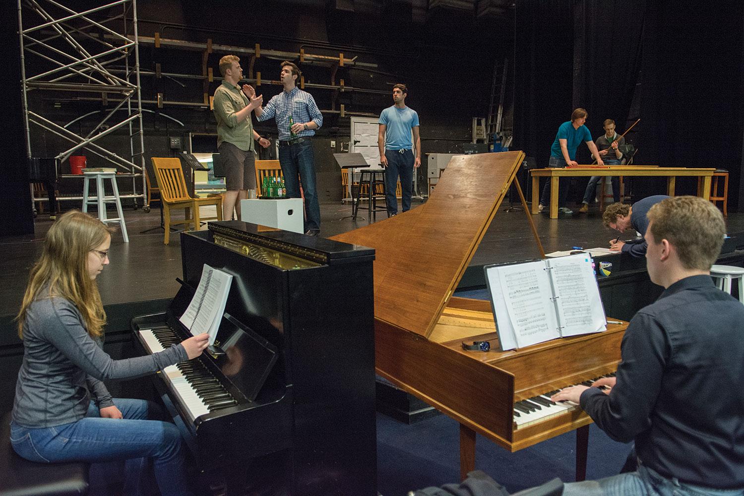 Dueling pianos at an early stage rehearsal of Così fan tutte