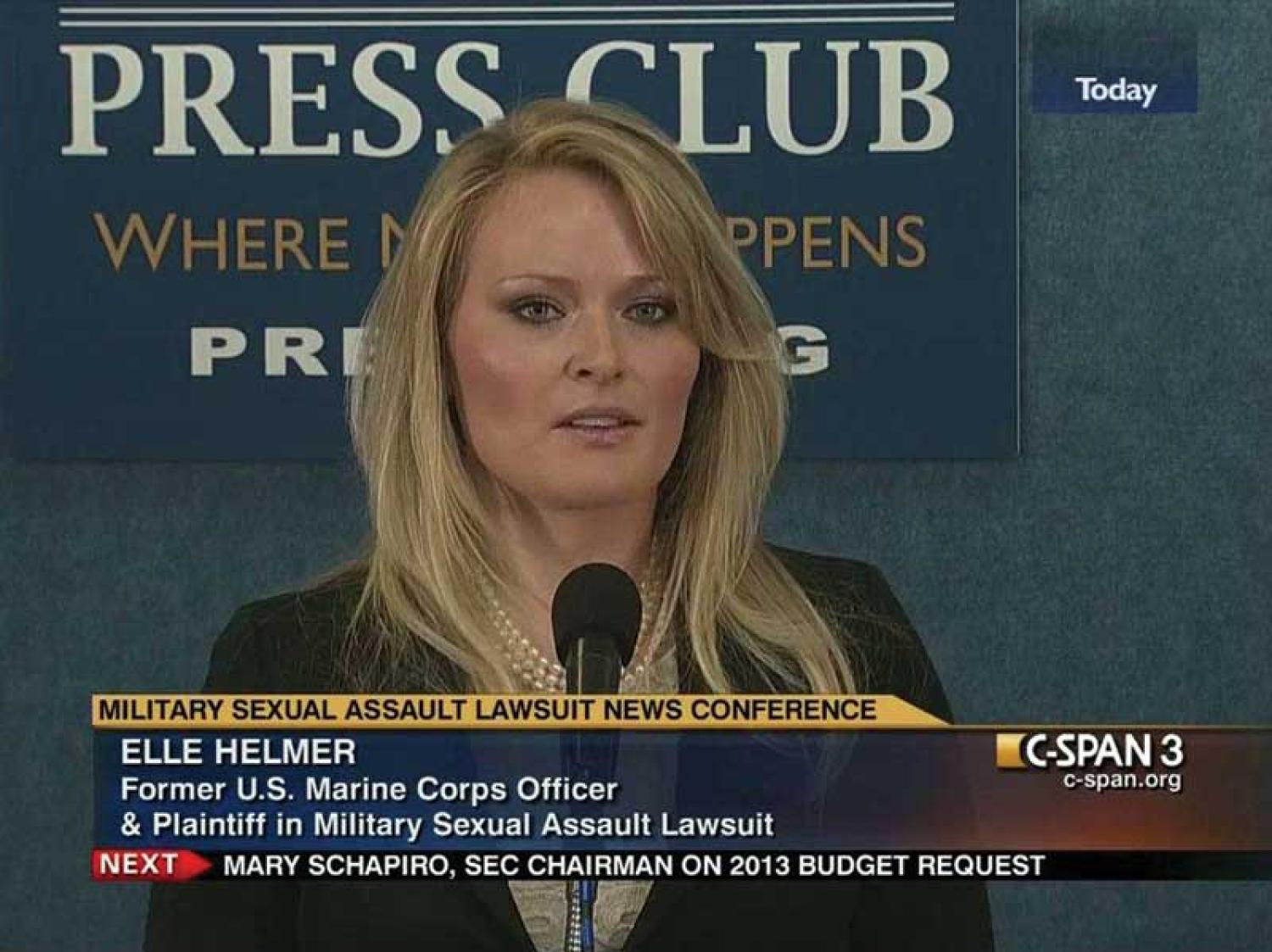 Narelle Helmer (Comm’03) addresses military sexual assault in news conference