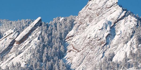 Flatirons covered in snow