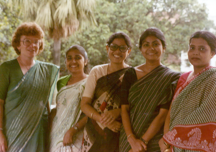social demographer Jane Menken with a group of Bangladeshi women