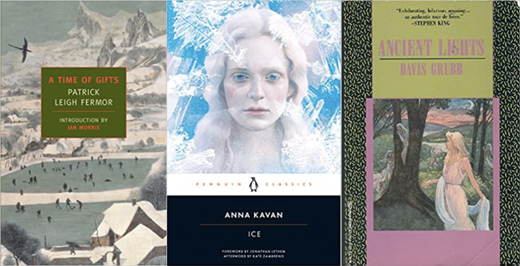 Covers of A Time of Gifts, Ice, and Ancient Lights
