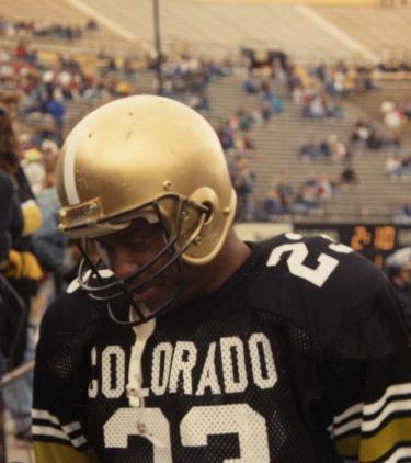 Image of Cliff Branch in his Colorado football uniform. 
