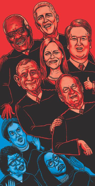 A drawing of the supreme court justices