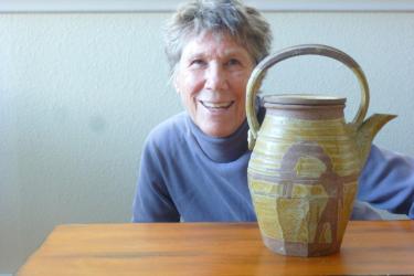 an alum with a teapot made by Betty Woodman