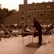 Charles Nilon speaks on CU Boulder campus after the March on Washington