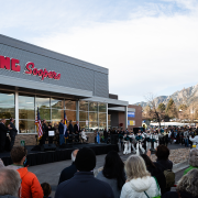 A ceremony takes place outside Table Mesa's King Soopers.
