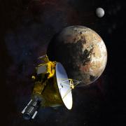 Illustration of NASA's New Horizons spacecraft approaching Pluto