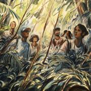 illustration of people in a jungle