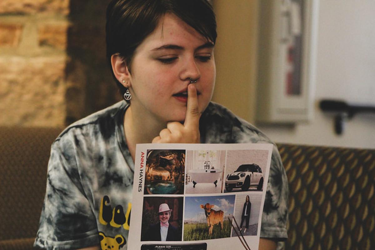 Student contemplating a project