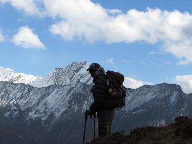 Vicki hiking in Bhutan