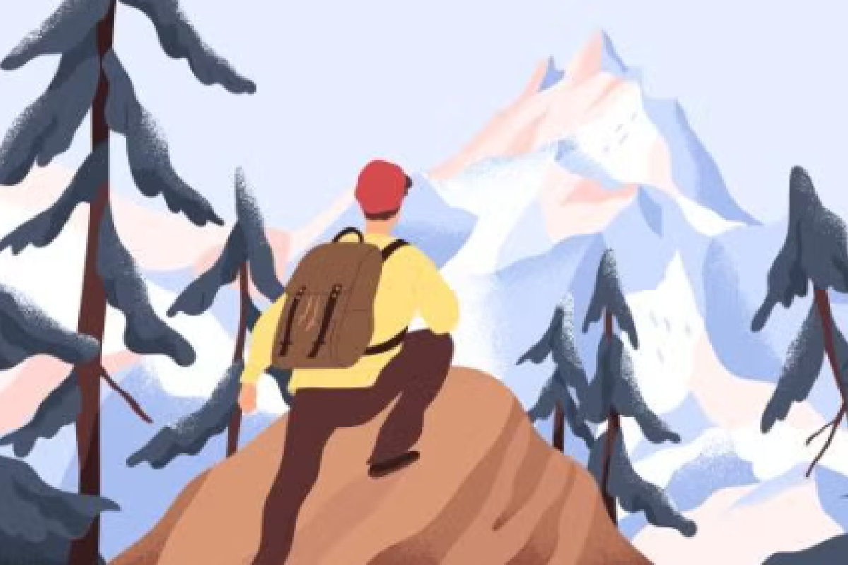 illustration of man on mountain