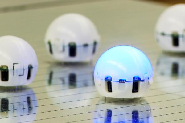 Small spherical robots that interact as a swarm