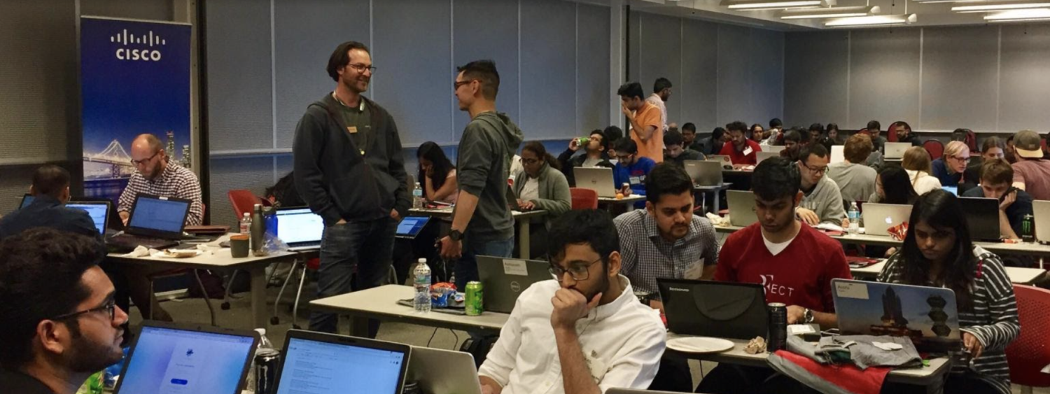 network engineering students participate in the Cisco hackathon at CU
