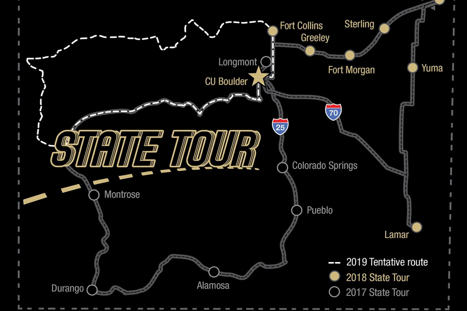 Dean's state tour map